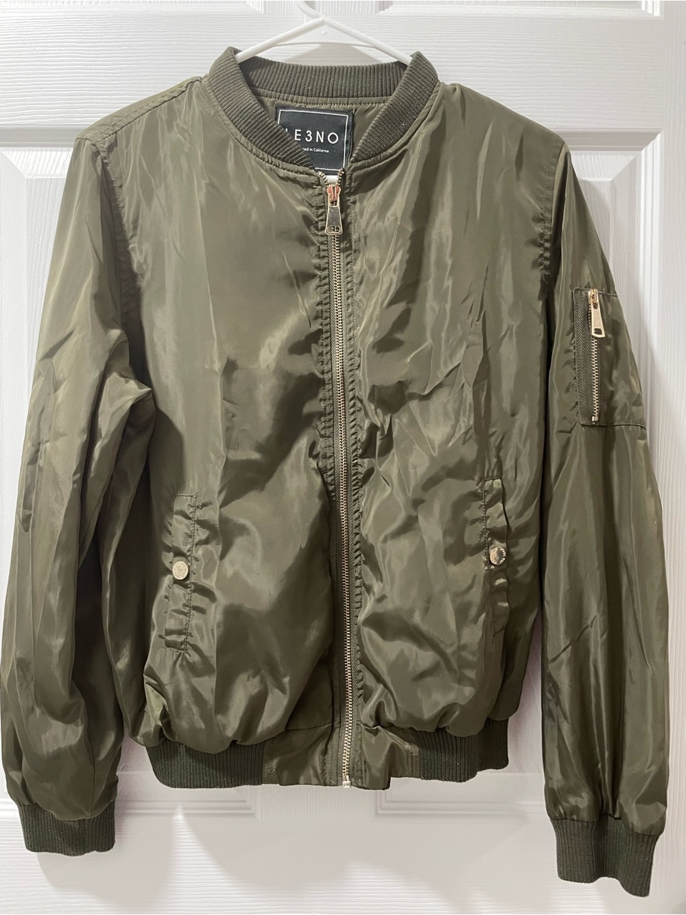 E3NO Women's Olive Bomber Jacket